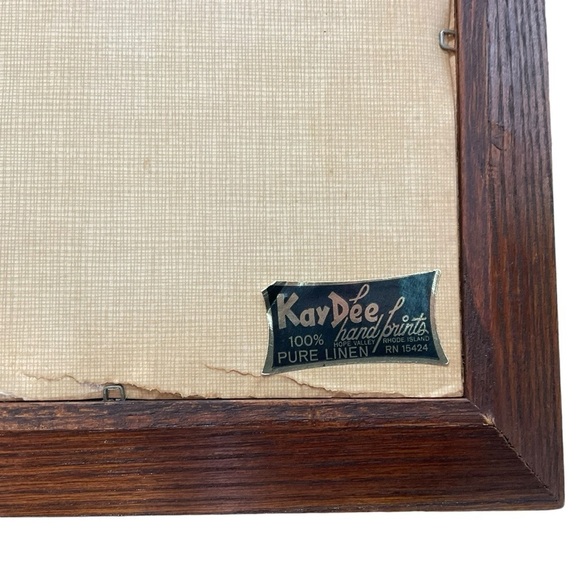 2 Kay 100% Linen Hand Prints Vintage Framed Artwork Winter Farmhouse Scenes - Picture 14 of 15